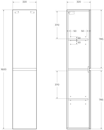 Шкаф пенал подвесной BelBagno ALBANO-1600-2A-SC-RR-P 
