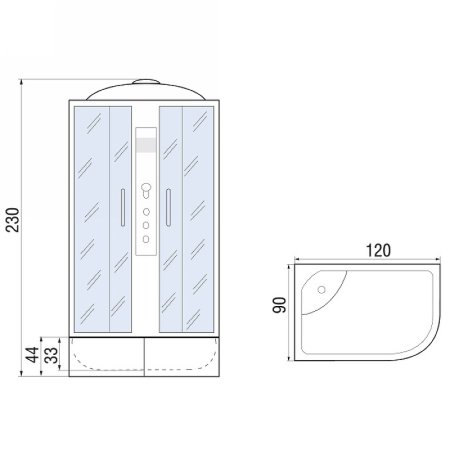 Душевая кабина River Dunay XL 120x90 MT R 10000006178 с гидромассажем 