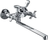 Смеситель двуручковый для ванны длинный излив HAIBA HB2224 хром