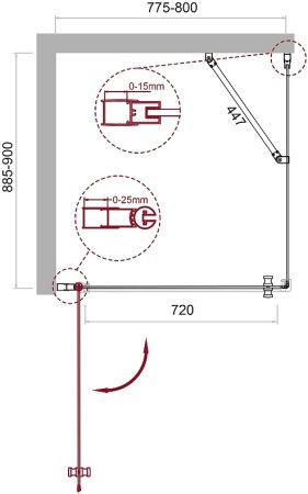 Душевой уголок BelBagno Etna 80х90 ETNA-AH-1-80/90-C-Cr профиль Хром стекло прозрачное 