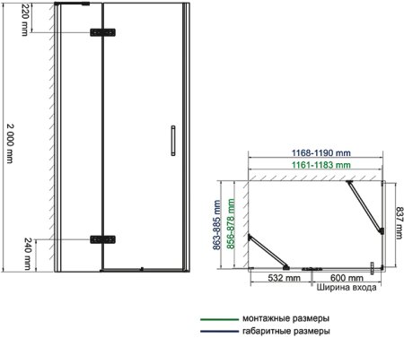 Душевой уголок WasserKRAFT Aller 10H07LB black matt, 120x90 см 