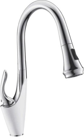 Смеситель для кухни Rose R123F, белый/хром 