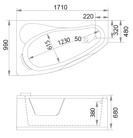 Акриловая ванна Gemy G9046 II B L 