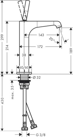 Смеситель Axor Citterio E 36103340 для раковины, шлифованный черный 