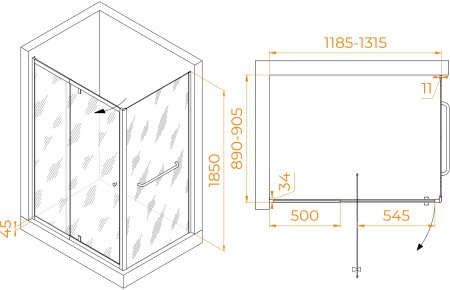Душевой уголок RGW PA-44-1 (PA-02 + Z-060-1) 1200x900 
