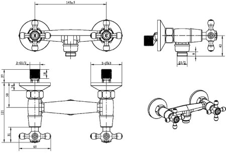 Смеситель для душа Boheme Flora 314-FL Бронза 