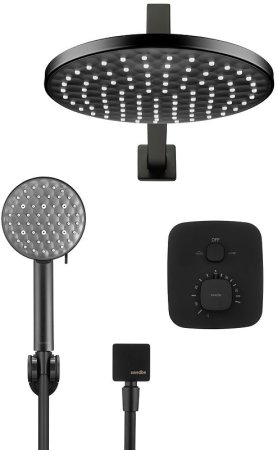 Душевая система Swedbe Platta 5564B с термостатом Черная матовая 
