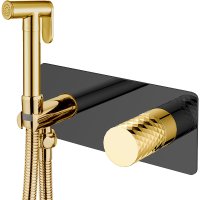Гигиенический душ со смесителем Boheme Stick 127-BG Черный матовый Золото