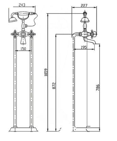 Напольный смеситель для ванны Timo Nelson 1900Y-CR хром 