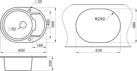 Мойка кухонная Paulmark Oval PM316502-GR серый 