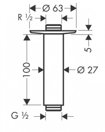 Кронштейн для верхнего душа Hansgrohe 10 27479820 Шлифованный никель 