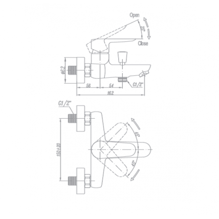 Смеситель для ванны Landberg LB-16304-D110 Хром 