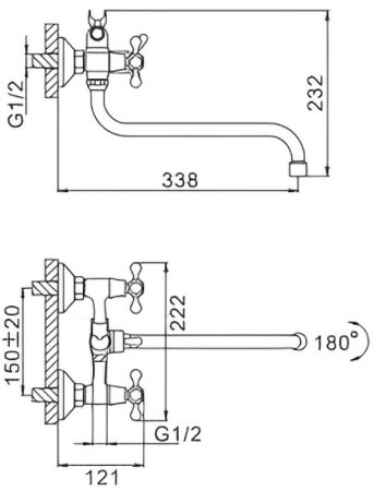 Смеситель для ванны Frap H27 F2227 универсальный Хром 