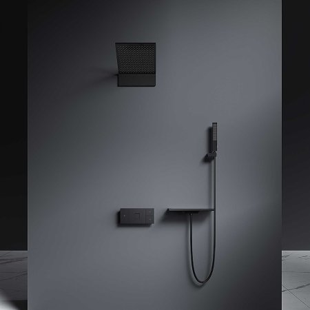 Душевая система Vincea Futura VSFW-2F11TMB с термостатом Черная матовая 