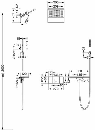 Душевая система Vincea Futura VSFW-2F11TMB с термостатом Черная матовая 