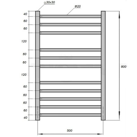 Полотенцесушитель электрический GROIS Alias GR-004 50х80 П11 черный 