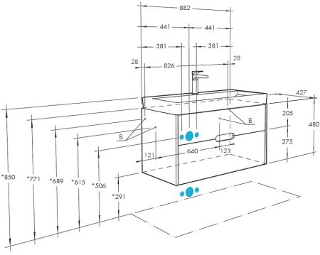 Тумба под раковину Aquaton Оливия 90 1A254401OLUG0 подвесная Грей Дуб ойстер 
