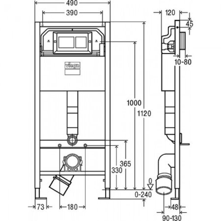 Инсталляция Viega Prevista Dry 792596, для подвесного унитаза, с клавишей смыва Visign for Style 21 хром (Виега) 