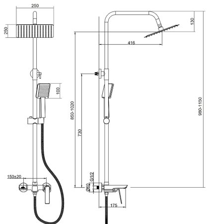 Душевая система Bond B02-9400 Хром 