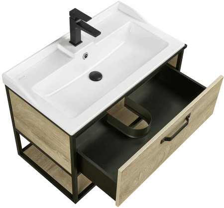 Тумба под раковину Aquaton Лофт Фабрик 80 1A242401LTDU0 подвесная Дуб эндгрейн 