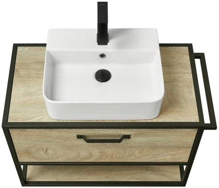 Тумба под раковину Aquaton Лофт Фабрик 80 1A242401LTDU0 подвесная Дуб эндгрейн 