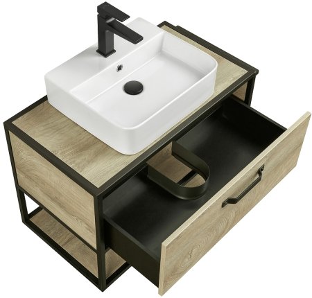 Тумба под раковину Aquaton Лофт Фабрик 80 1A242401LTDU0 подвесная Дуб эндгрейн 