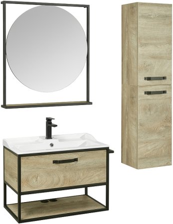 Тумба под раковину Aquaton Лофт Фабрик 80 1A242401LTDU0 подвесная Дуб эндгрейн 