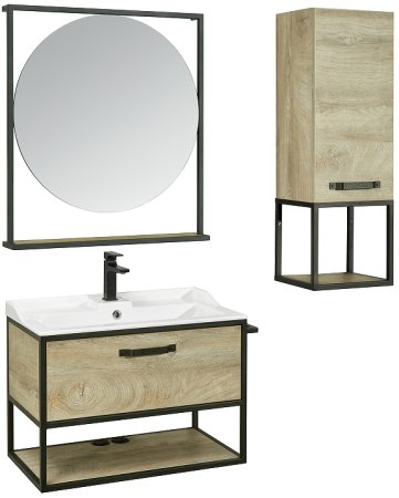 Тумба под раковину Aquaton Лофт Фабрик 80 1A242401LTDU0 подвесная Дуб эндгрейн 