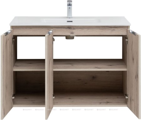 Тумба с раковиной Aquanet Алвита New 100 3 дверцы, дуб веллингтон белый 