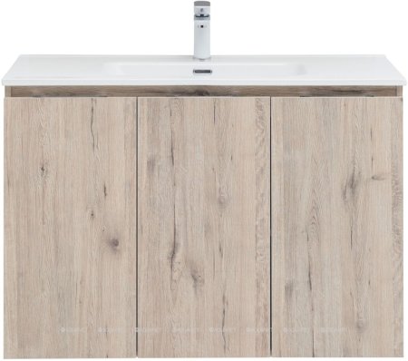 Тумба с раковиной Aquanet Алвита New 100 3 дверцы, дуб веллингтон белый 