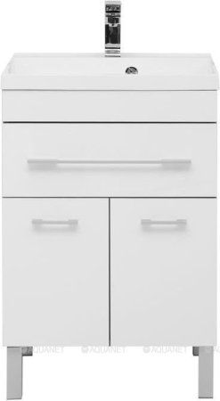 Тумба с раковиной Aquanet Верона 58 белый (напольная 1 ящик 2 дверцы) 
