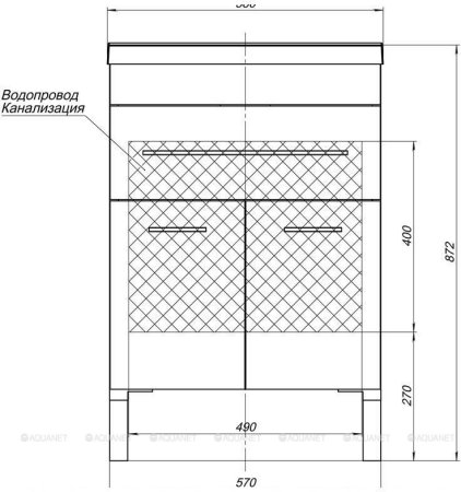 Тумба с раковиной Aquanet Верона 58 белый (напольная 1 ящик 2 дверцы) 