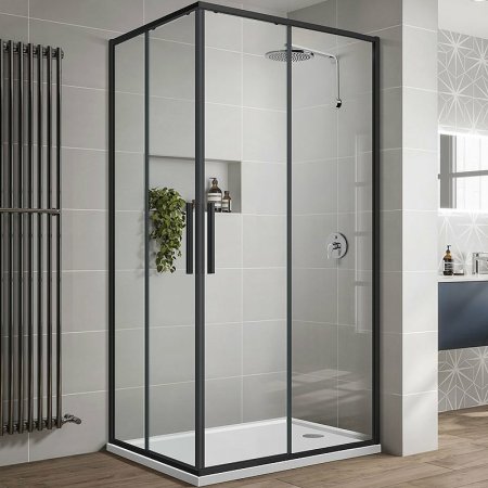 Душевой уголок Vincea Slim-U 90x90 VSS-2SU900CLB профиль Черный матовый стекло прозрачное 