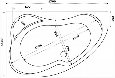Акриловая ванна Azario Микона 170х110 L МИВ0003 без гидромассажа 