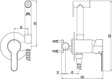 Гигиенический душ со смесителем ESKO SMH01 Хром 