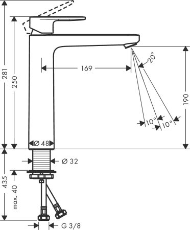 Смеситель Hansgrohe Vernis Blend 71582670 для раковины, матовый черный 