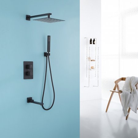 Душевая система Abber Daheim AF8250B с термостатом Черная матовая 