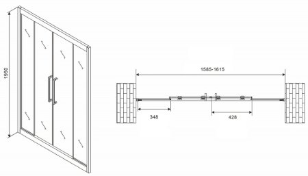Душевая дверь Abber Schwarzer Diamant 160 AG33160BH профиль Черный стекло прозрачное 