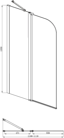 Шторка на ванну Bravat Alfa 110х135 