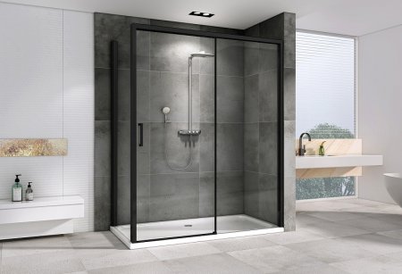 Душевой уголок Abber Komfort 170x100 AG93170B-S102B профиль Черный стекло прозрачное 