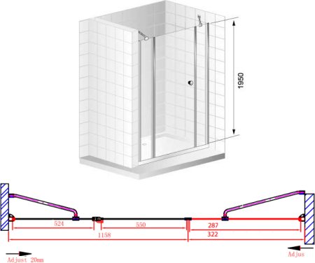 Душевая дверь в нишу Cezares Elena B13 30/60/60 C Cr 