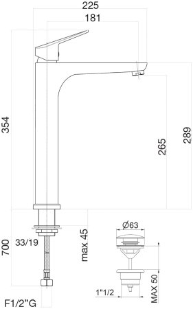 Смеситель для раковины Fiore KYRO 86CR8119, хром 