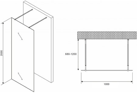 Душевая перегородка Abber Immer Offen 100 AG68100BF8 профиль Черный стекло прозрачное с рисунком 