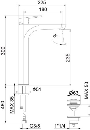 Смеситель для раковины Fiore KEVON 81CR8119, хром 