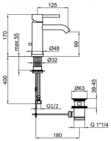 Смеситель для раковины Webert Elio EL830102345, никель 