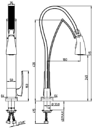 Смеситель для кухни Paini Hybrid HKPA557YOTKKM Сталь PVD Черный 