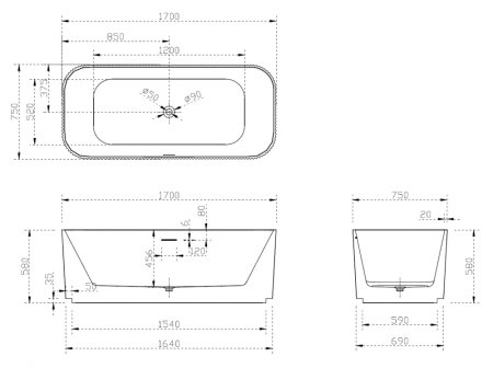Акриловая ванна ABBER AB9363-1.7 