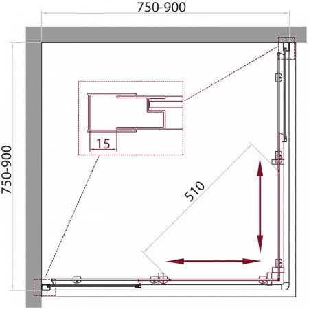 Душевой уголок BelBagno Unique 90х90 UNIQUE-A-2-75/90-C-Cr профиль Хром стекло прозрачное 