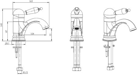 Смеситель для раковины Boheme Murano 281-MR-W Золото 