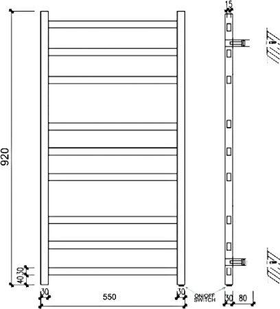 Полотенцесушитель электрический Zorg AZR HT-04 BR бронза 